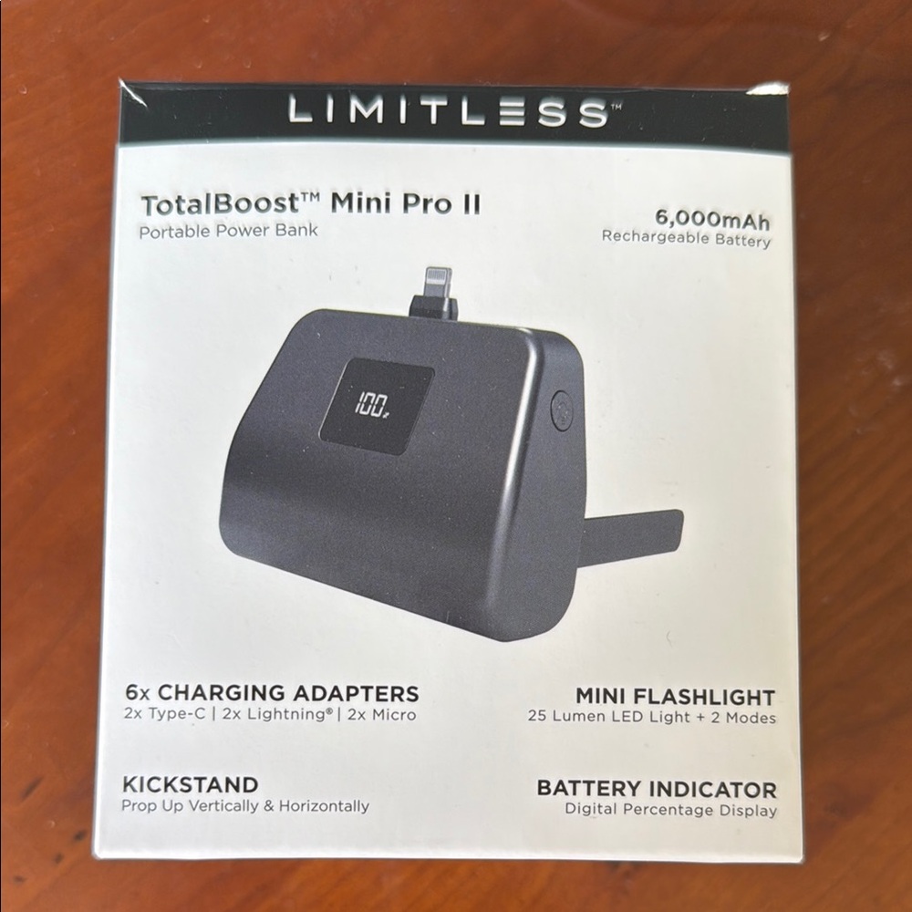 Limitless TotalBoost Mini Pro II Power Bank with 6 adapters
